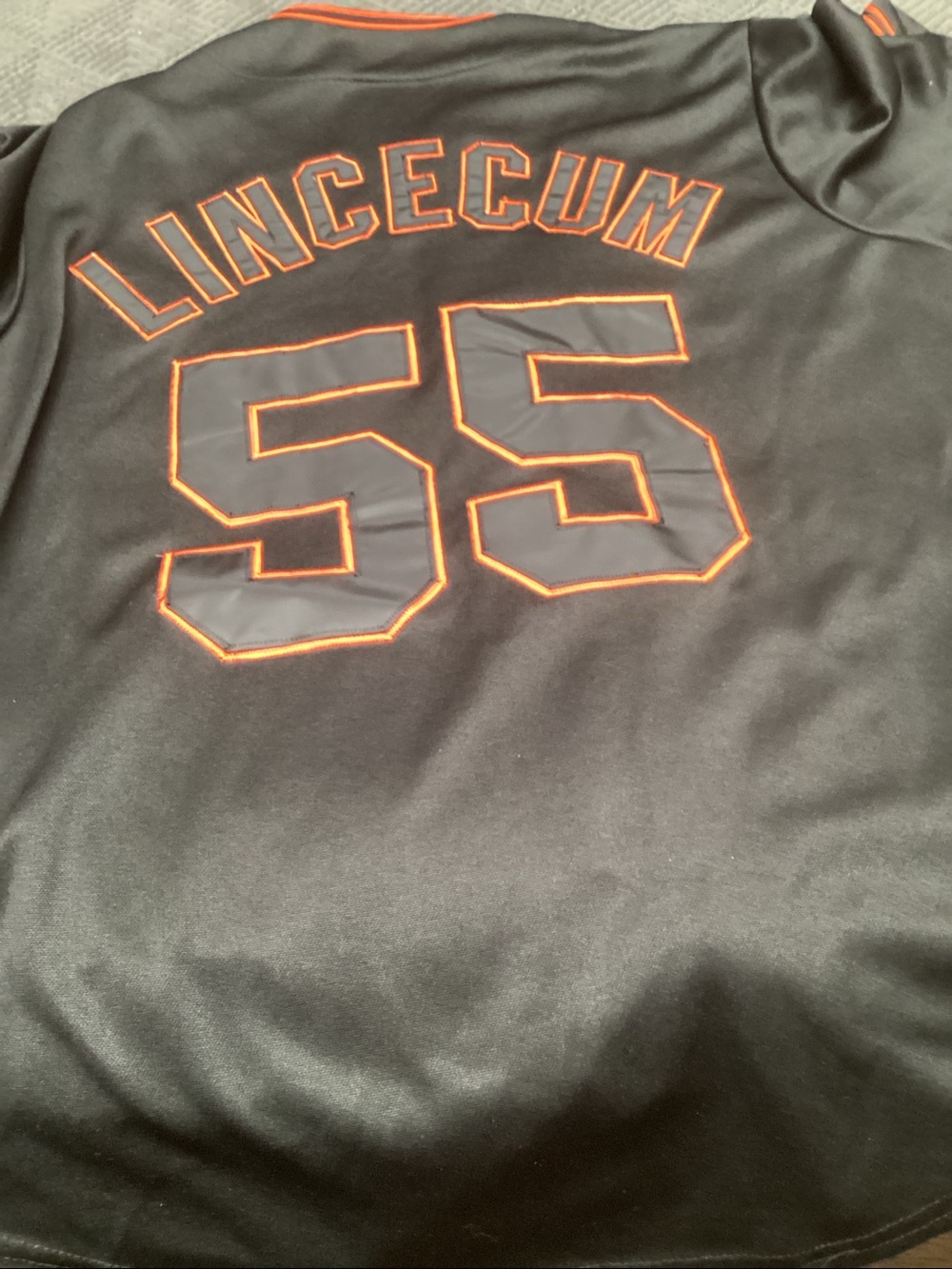 San Francisco Giants Tim Lincecum #55, Black Jersey with Orange Trim. 881 - Picture 2 of 7
